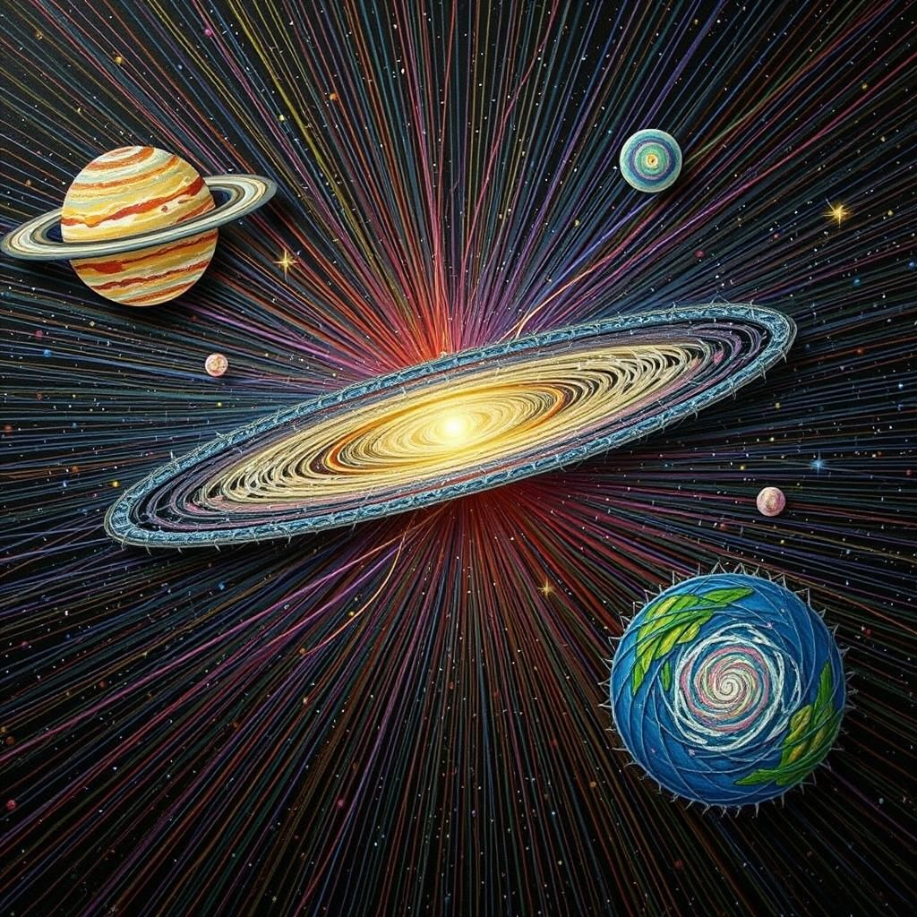 Cosmic String Art: Shimmering Galaxies in Fractal Style