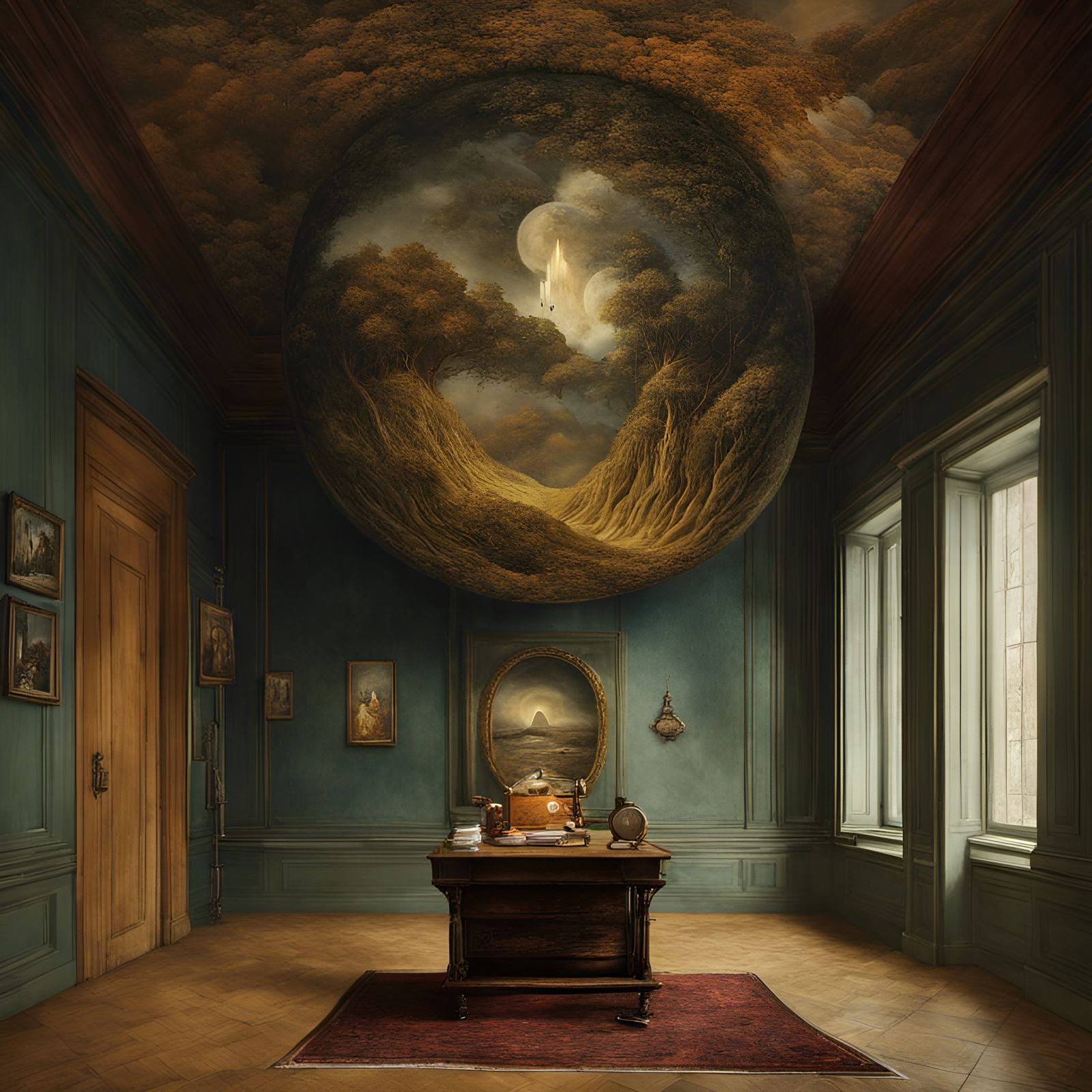 Magical Portal with Biological Elements in Surreal Style