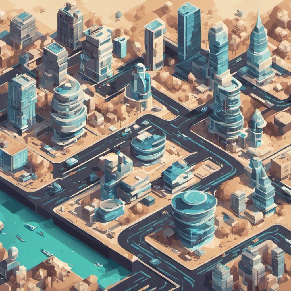 Isometric View of a Futuristic City