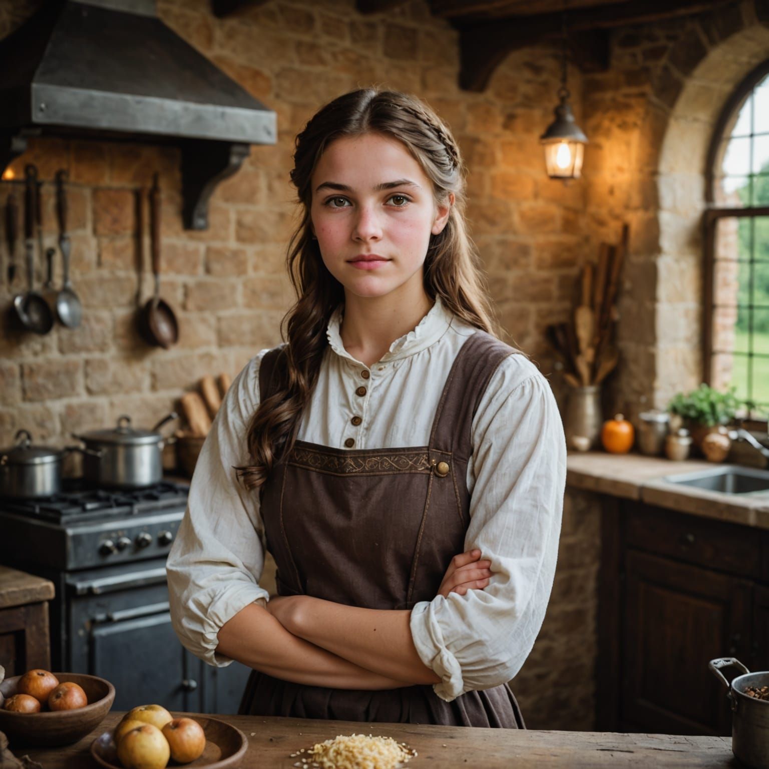 Medieval Kitchen Girl in Natural Lighting
