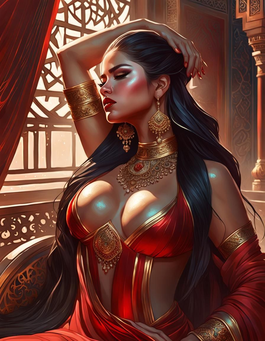 Striking Portrait of Woman with Red Lips