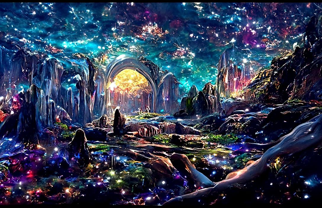 Iridescent Celestial Stargate Portal to Alien World