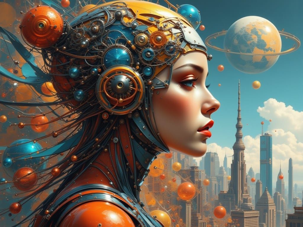 Exoplanet Metropolis in Science Fiction Style