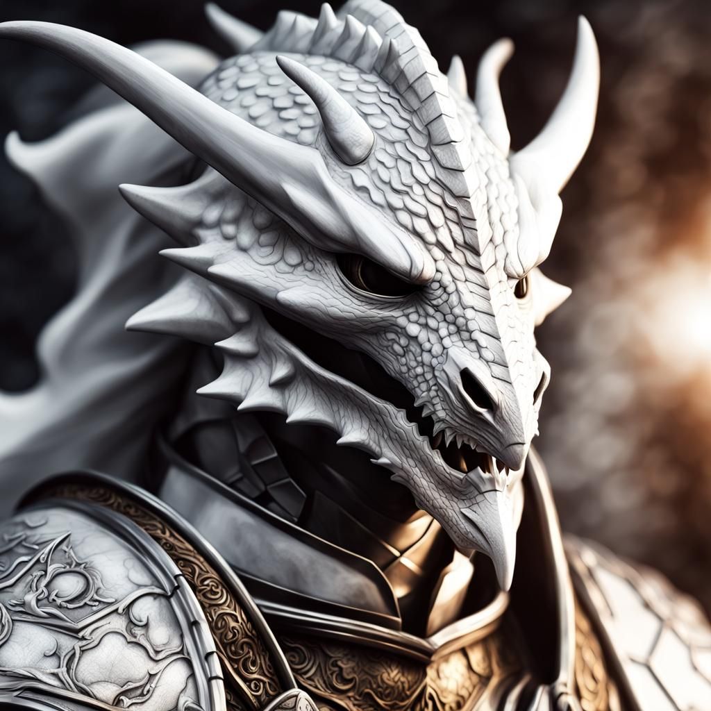 White Dragonborn Cleric in Scalemail Armor