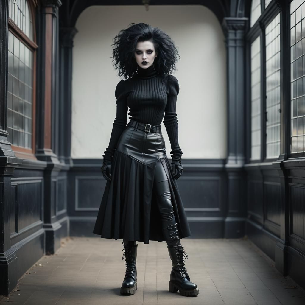 Goth Vampire Woman in Black Attire