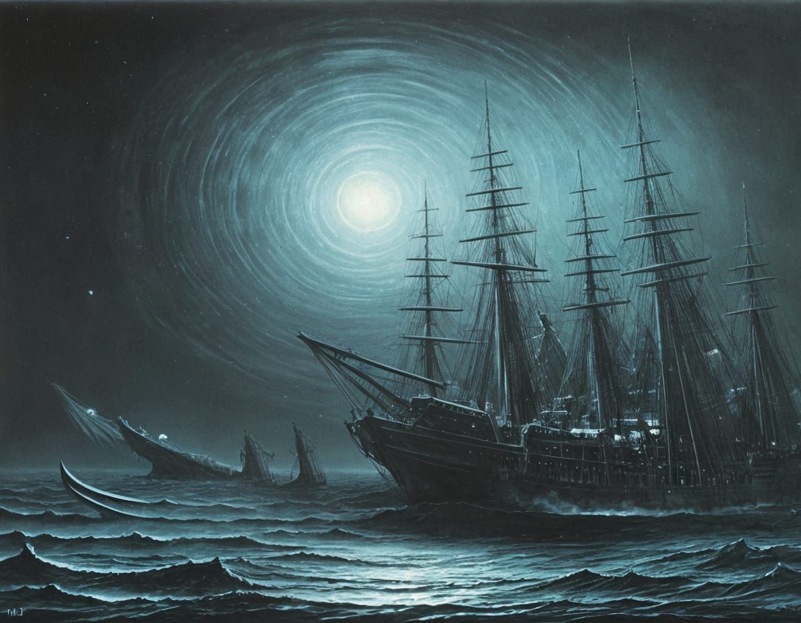 Ghost Ship Unveiled in Midnight Darkness