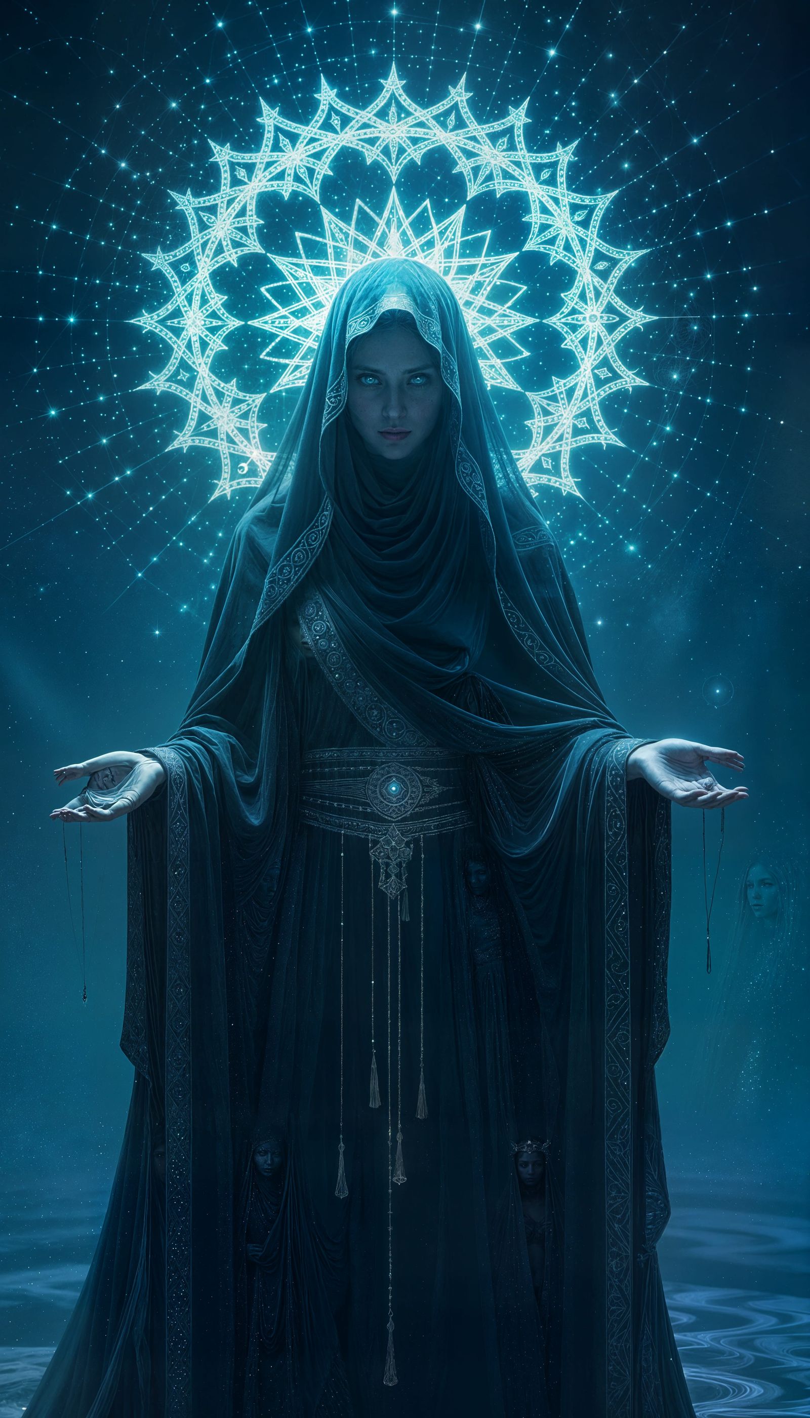 Veiled Oracle of Cosmic Threads in Eternal Void