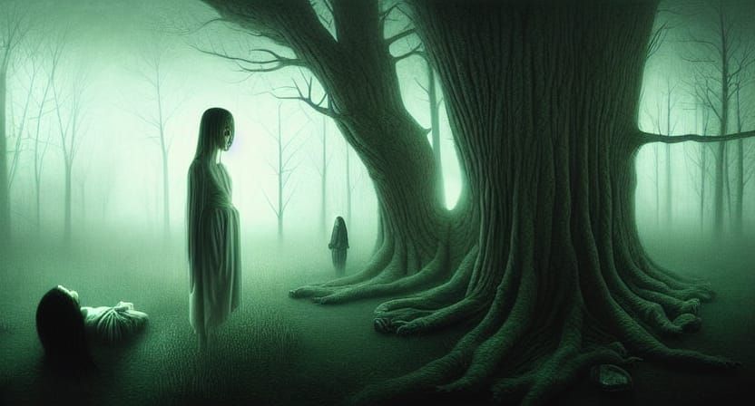 Ethereal Horror: A Dark Surreal Painting