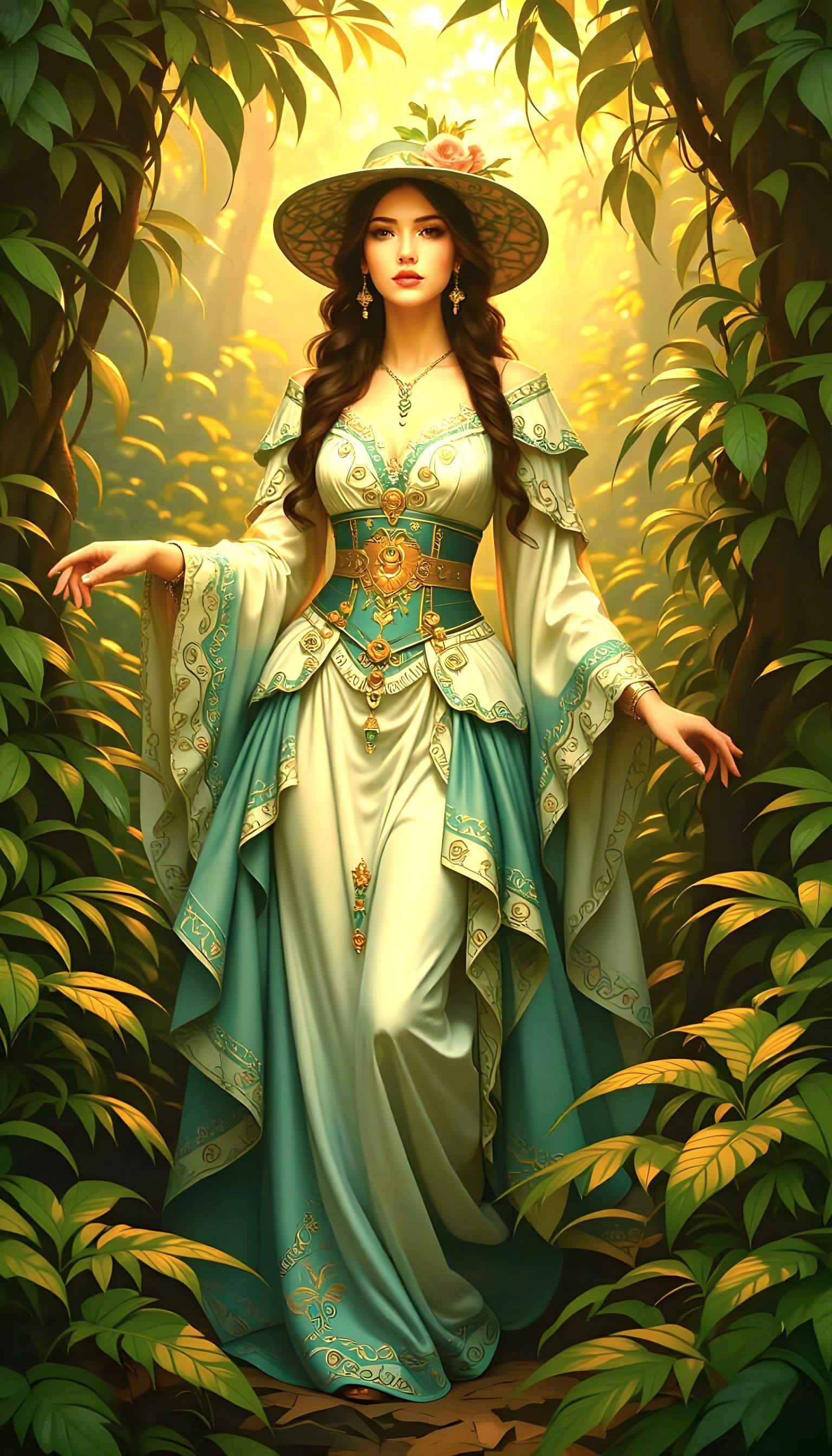 Stained Glass Woman Transforms into Forest Portrait