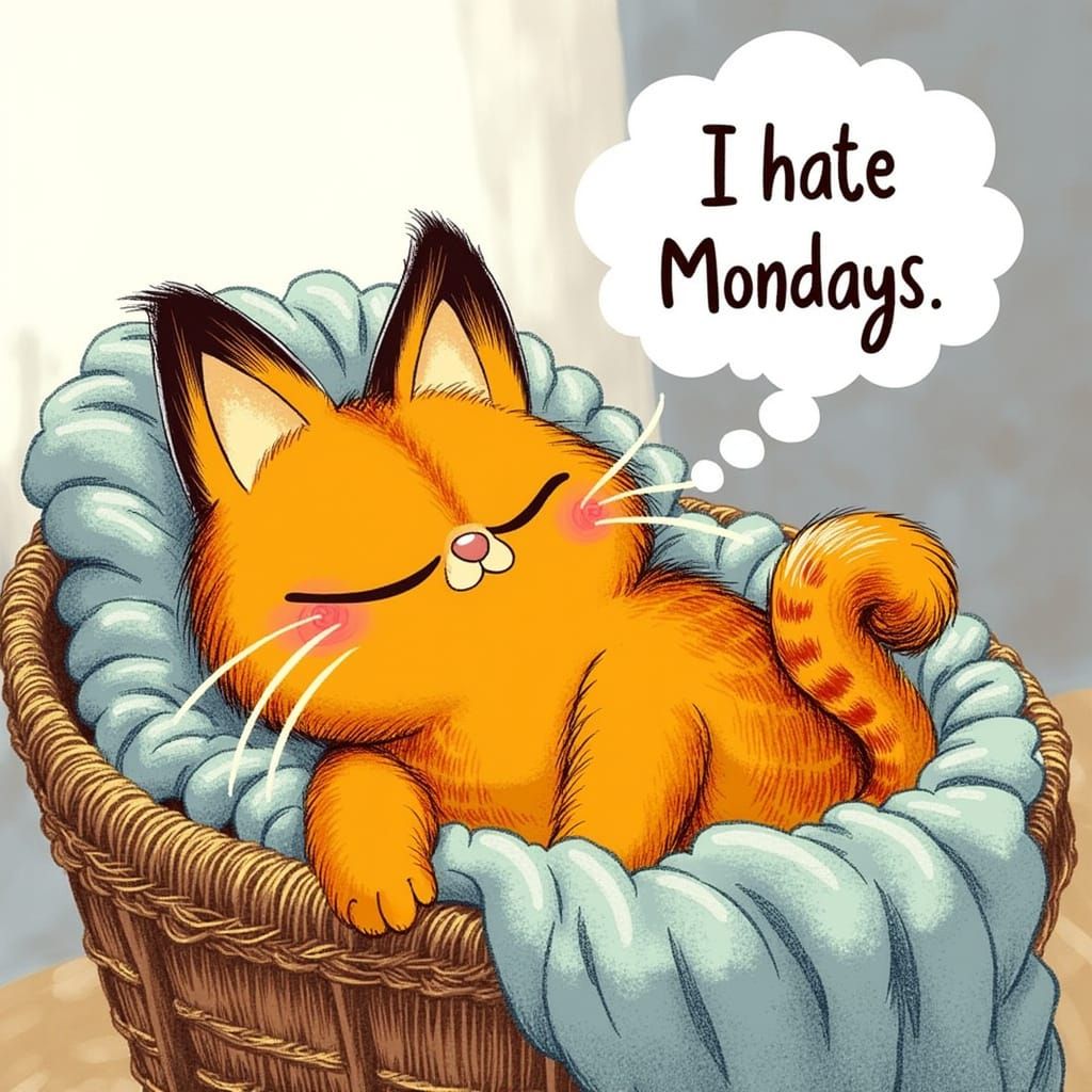 Vibrant Orange Tabby Cat in Whimsical Comic Strip Style