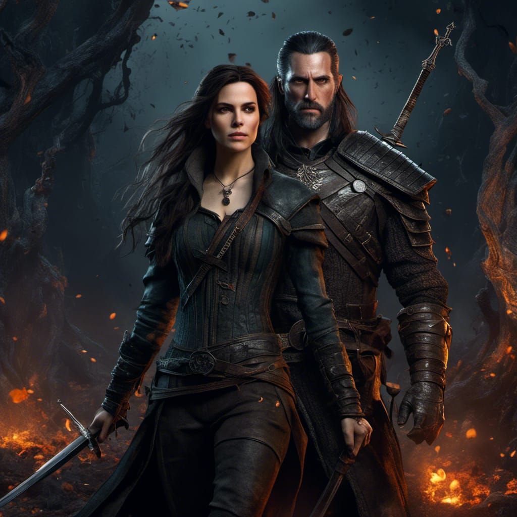 Witcher with Companion: Hyperrealistic Digital Art