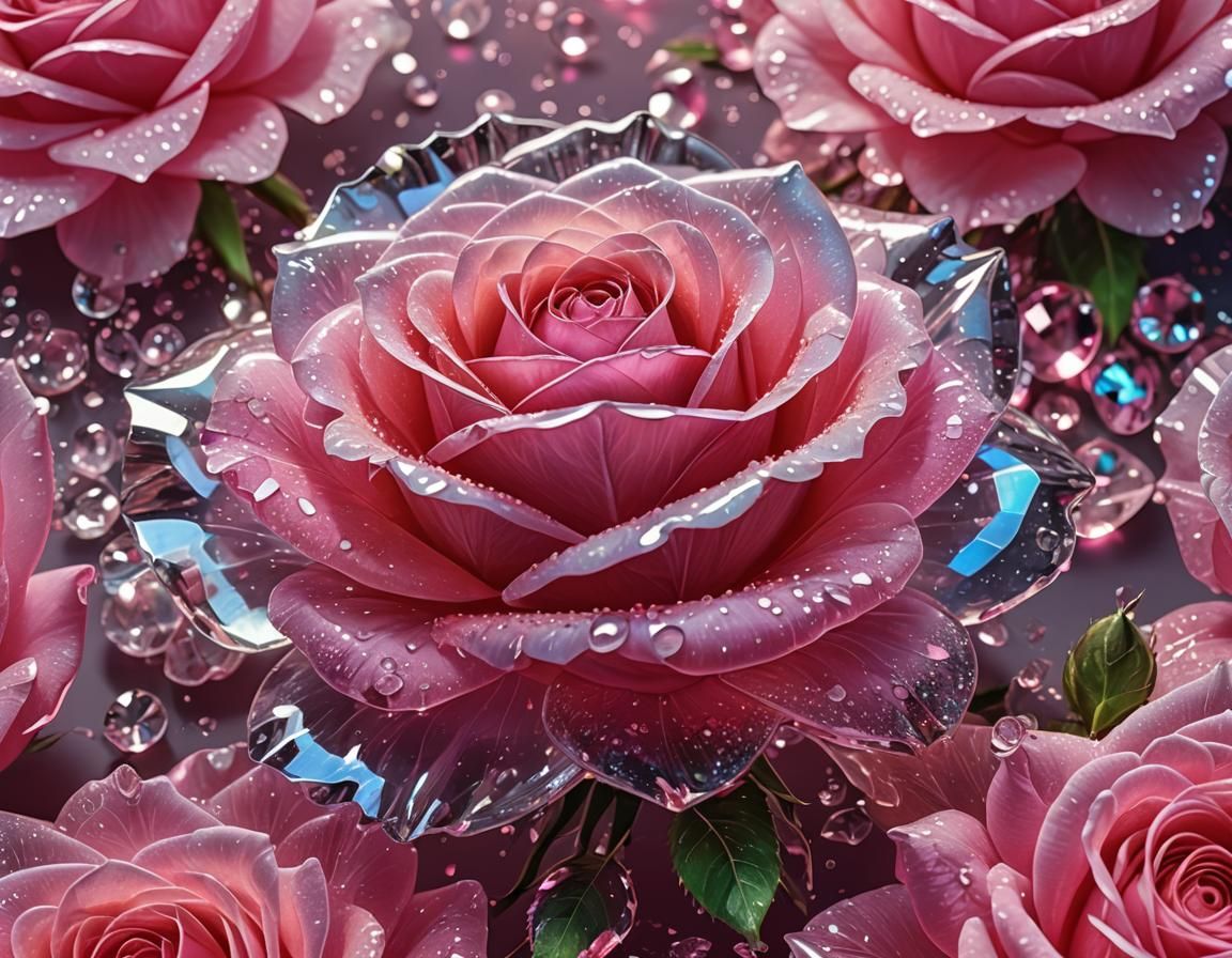 Luminescent Crystal Rose with Bioluminescence