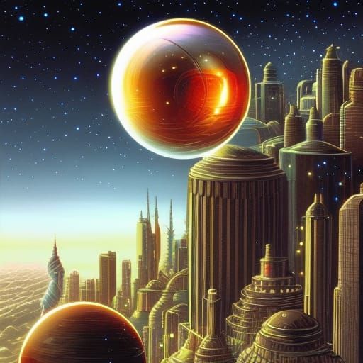 Mysterious Spheres Floating in Space: Comic Book Art
