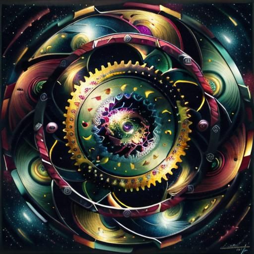 Photorealistic Machinery with Prismatic Star Reflections