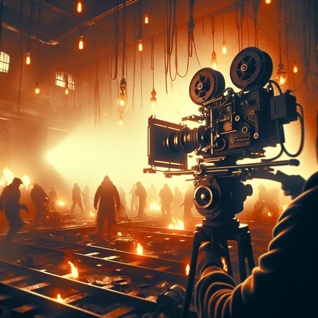 Cinematic Still Life with Dramatic Lighting and Film Grain