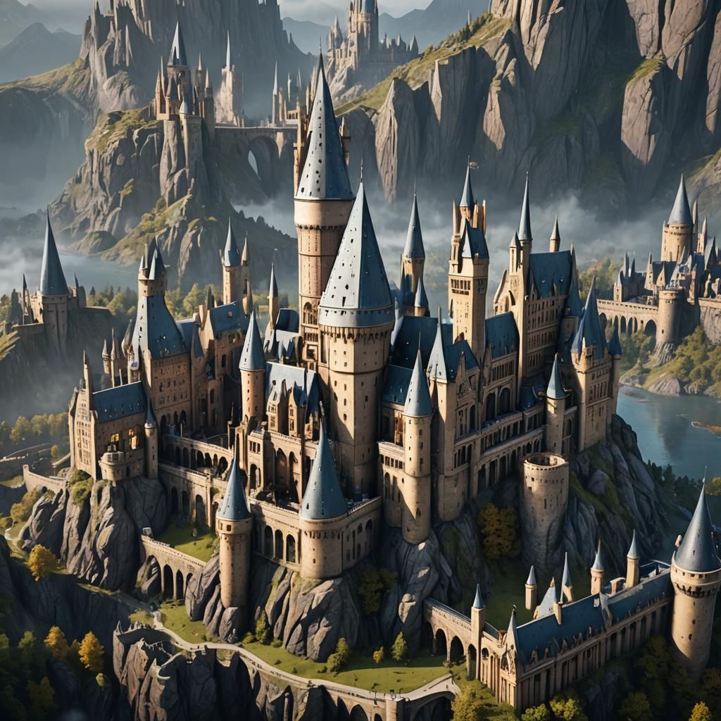 Modern Hogwarts Castle: Detailed Matte Painting