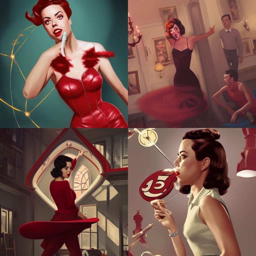 Aubrey Plaza as Miss Scarlett in Wes Anderson Style