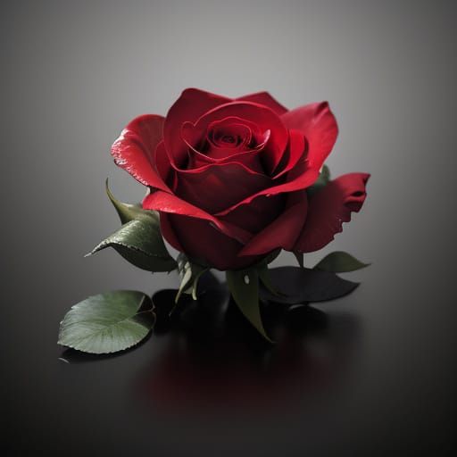 Ethereal Crimson Rose in Vivid Detail