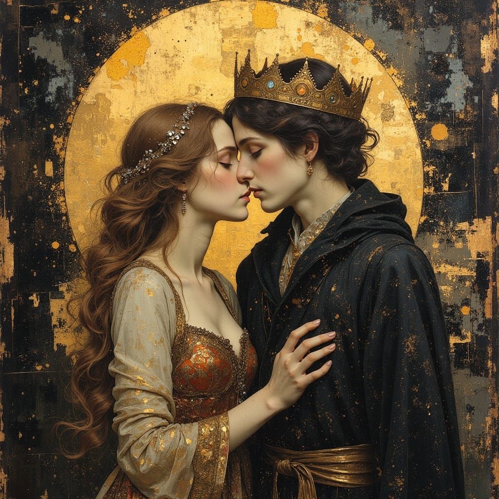 Embracing Couple as Art Nouveau Religious Icon