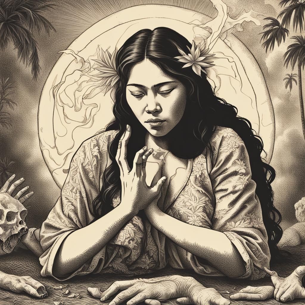 Hawaiian Woman Healing a Girl