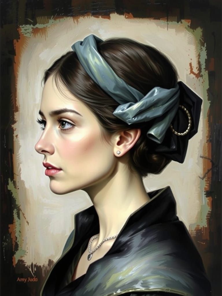 Expressive Portrait in Vibrant Gouache Layers