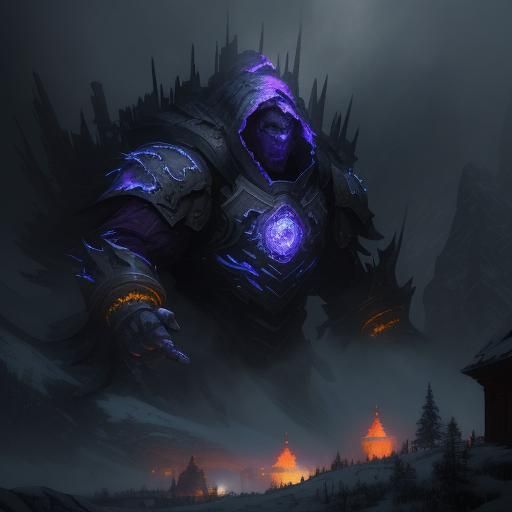 Epic Snow Storm in Mountains, Dark Fantasy Art