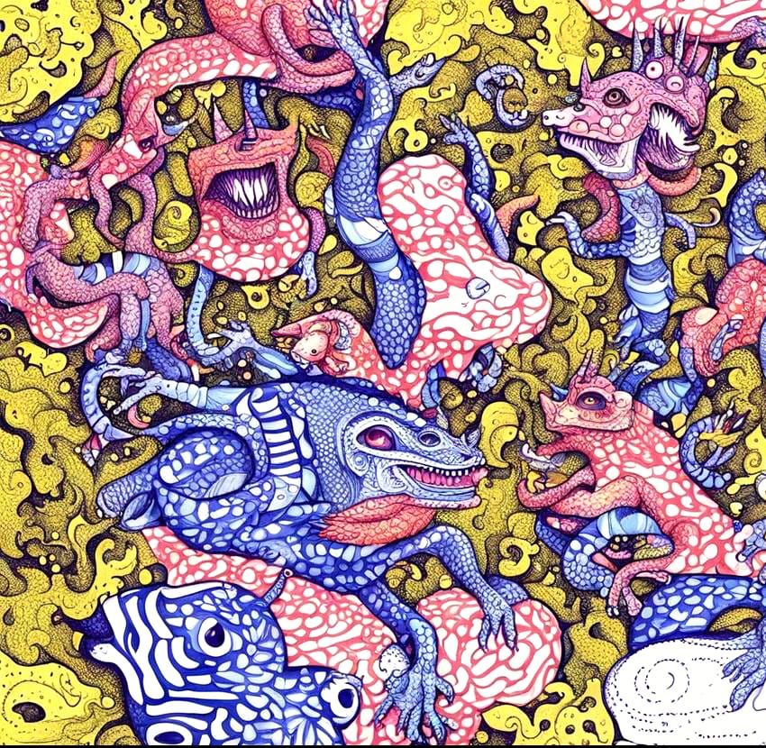 Surreal Coffee Cup Unleashes Mutant Creatures