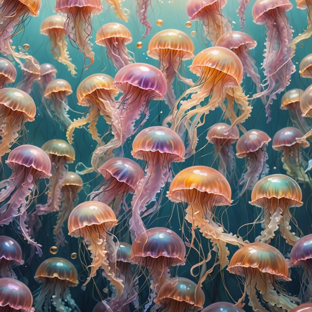 Pastel Jellyfish Sea in Hyperdetailed Photorealism