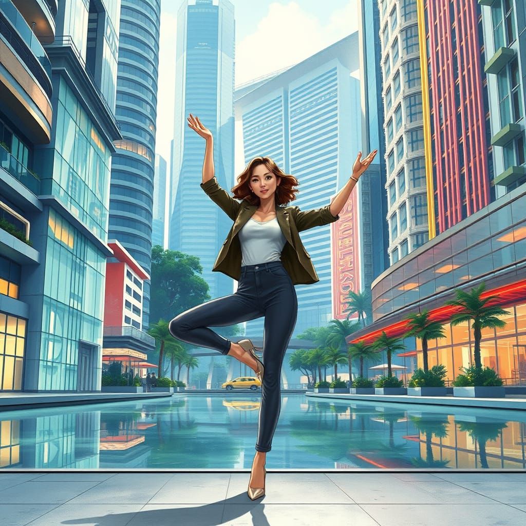 Futuristic Singapore in Whimsical Animation Style