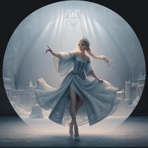 Queen with Glowing Heart in Snowy Palace