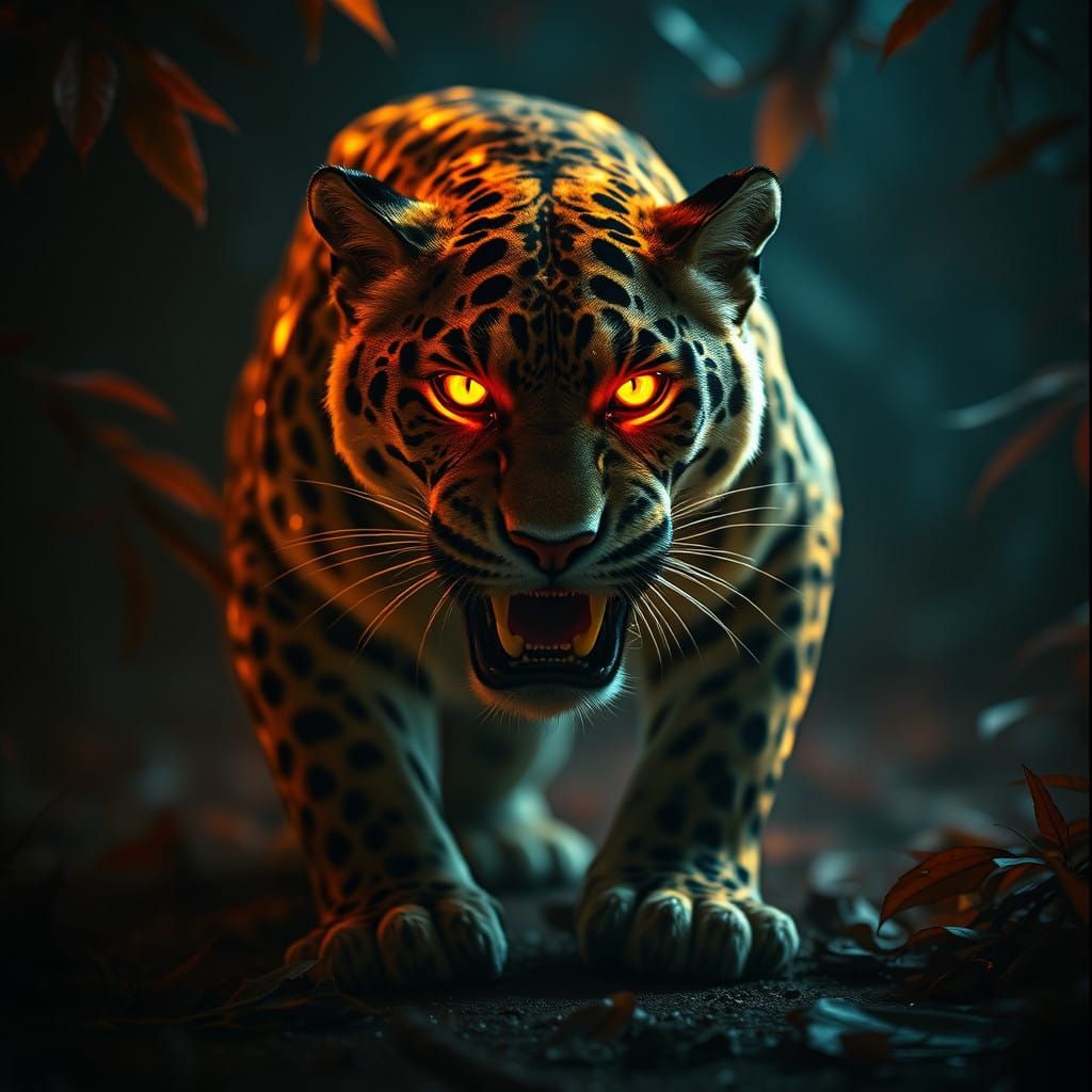 Sultry Crystal Panther Unleashes Fierce Golden Fury