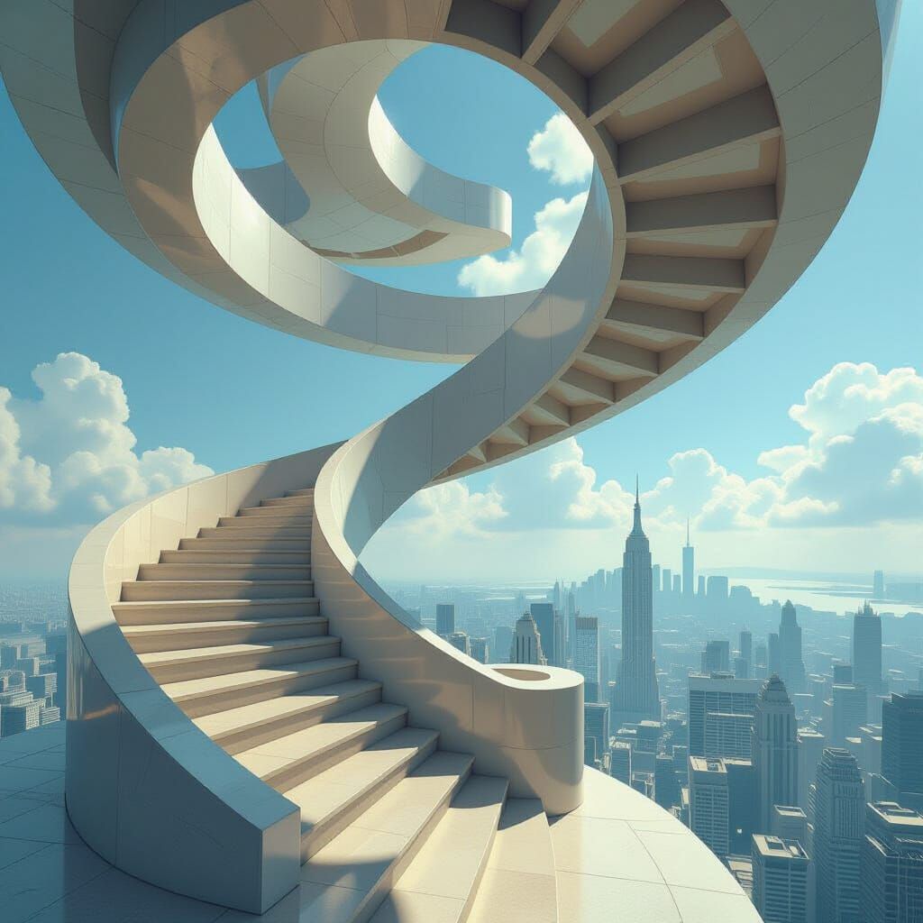 Surreal Staircase Art: An Escher-Inspired Dreamscape