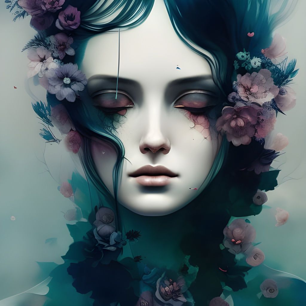 Gloomy Girl Portrait in Surreal Horror Style