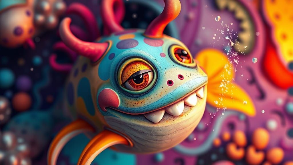 Whimsical Digital Painting of a Funky Sea Creature