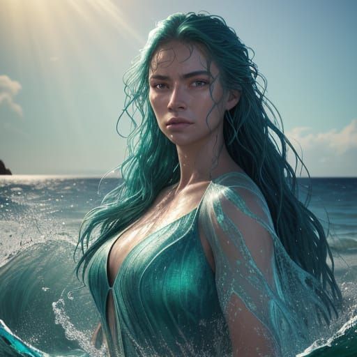Serene Sea Goddess in Hyperrealistic Concept Art