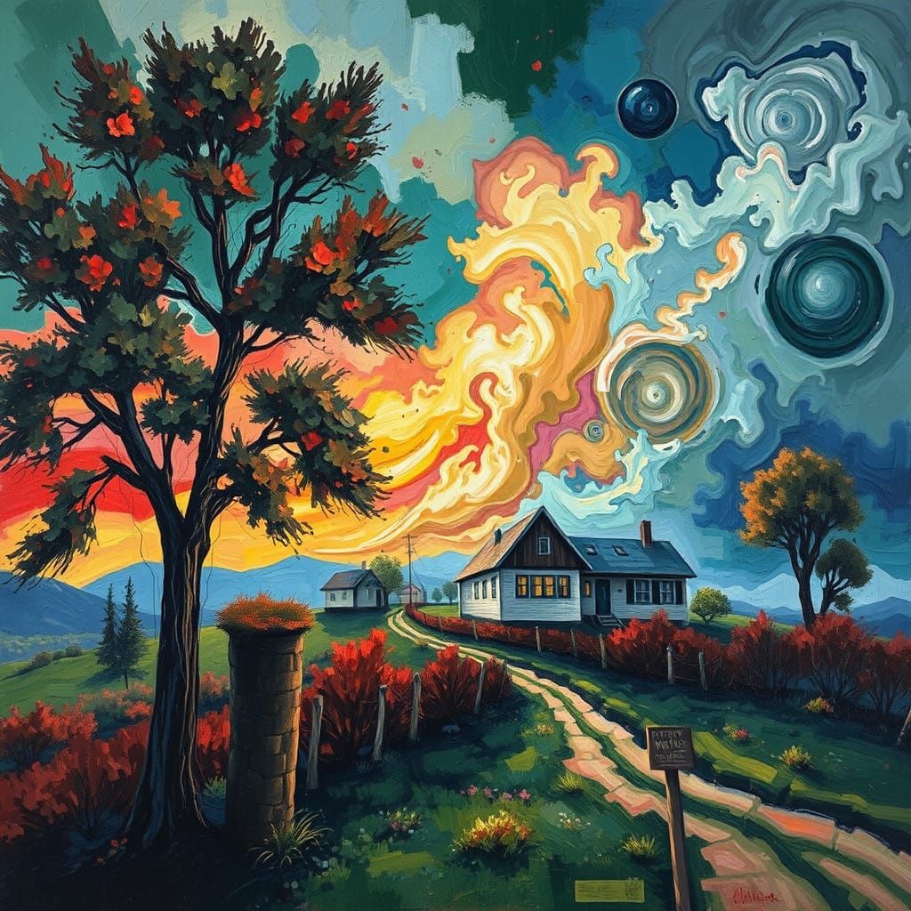 paisaje atormentado por la acuarela