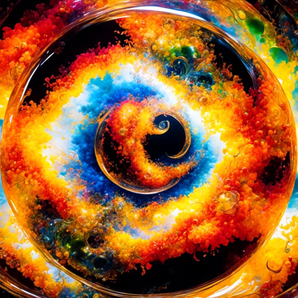 Psychedelic Stormy Skies with Eye and Glass Motifs