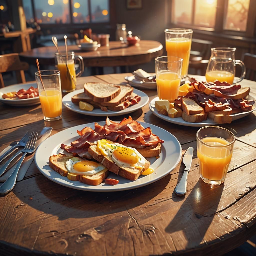 Diner Plate Still Life in Low-Poly Art Style