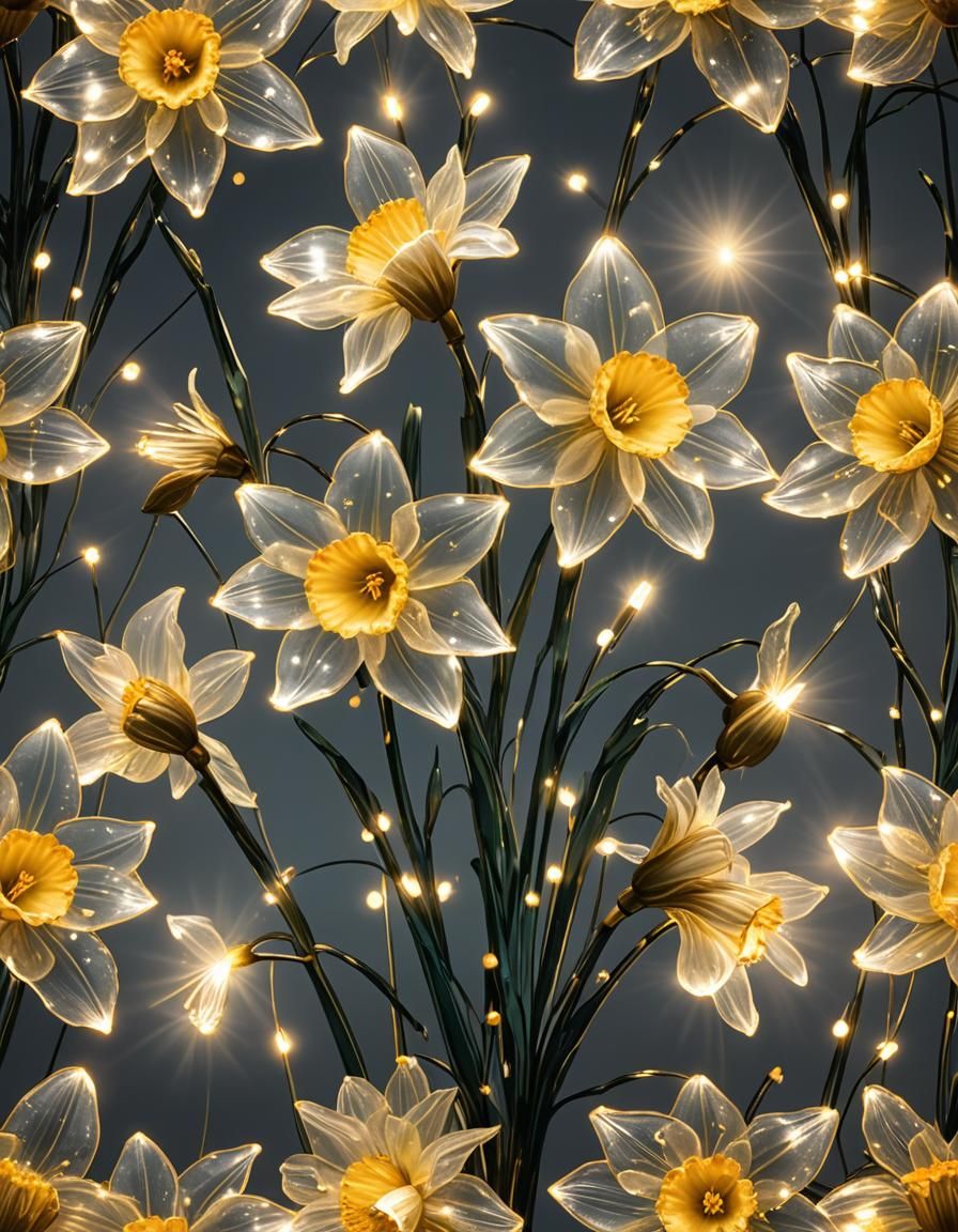 Crystalline Daffodil with Electronic Fireflies