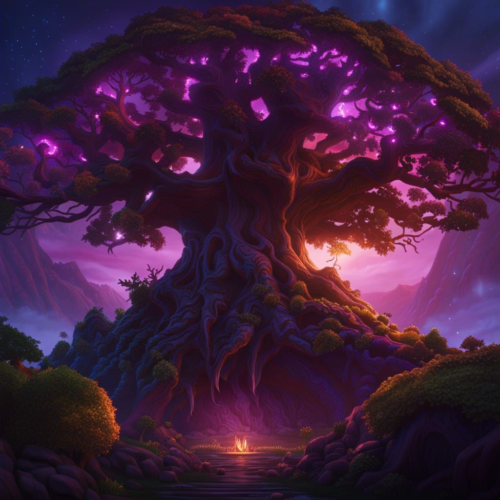 Magnificent Teldrassil World Tree Fantasy Landscape