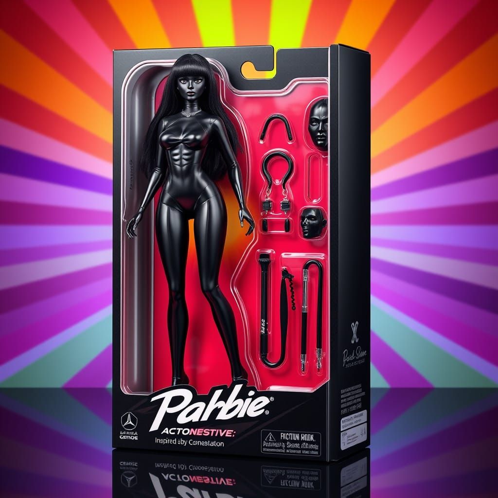 Femdom Action Figure in Latex Catsuit Packaging