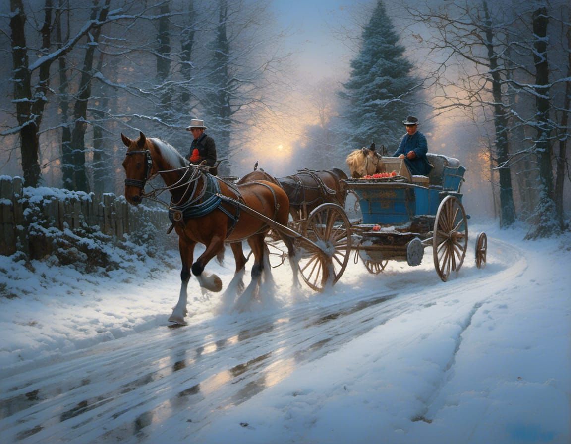 Horse-Drawn Cart Enhanced with Pretty Aesthetic