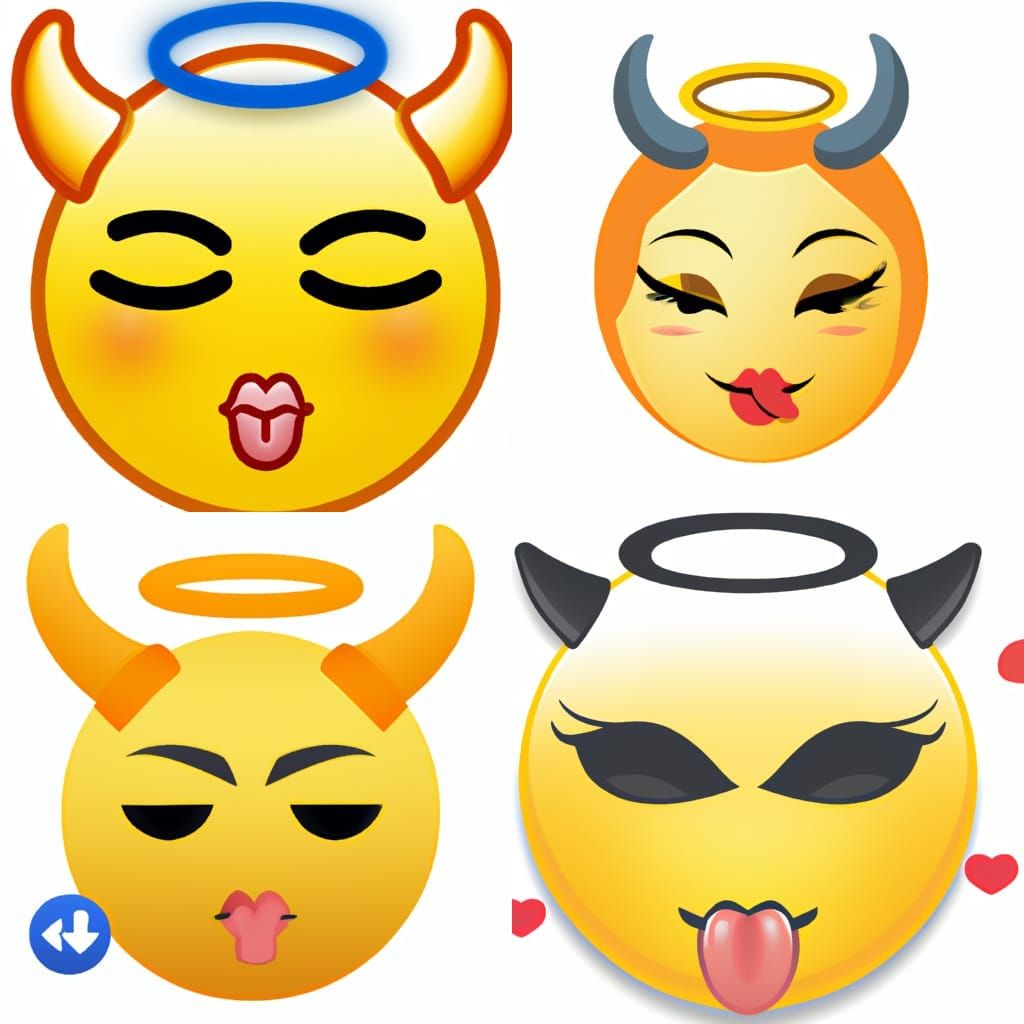 Emoji Face with Horns, Halo, and Kiss
