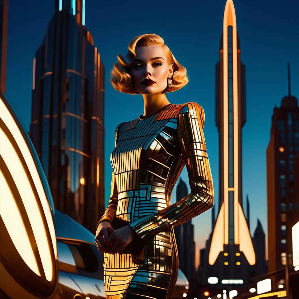 Dale Arden in Art Deco Futurism Cityscape