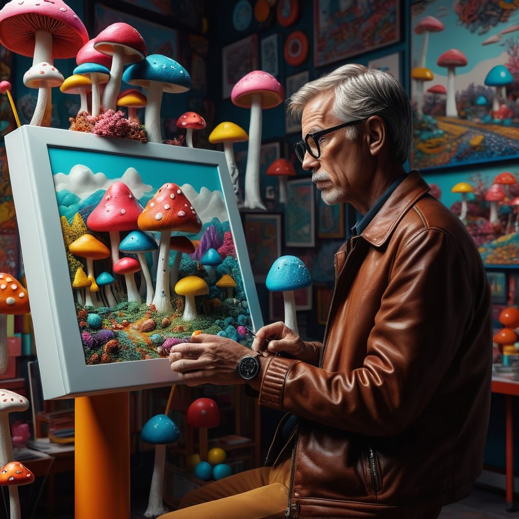 Vibrant Whimsical Sculpture in Hyperreal Style