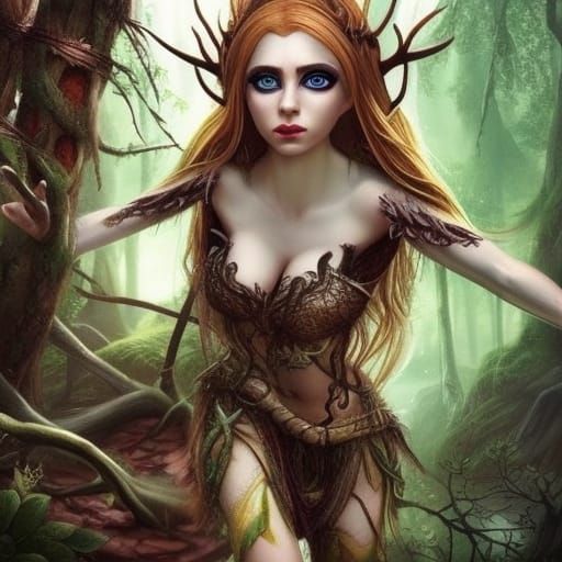 Enchanting Wood Elf with Magical Energy, Fantasy Art