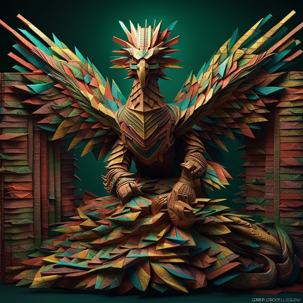Quetzalcoatl Origami Papercraft in Tenochtitlan