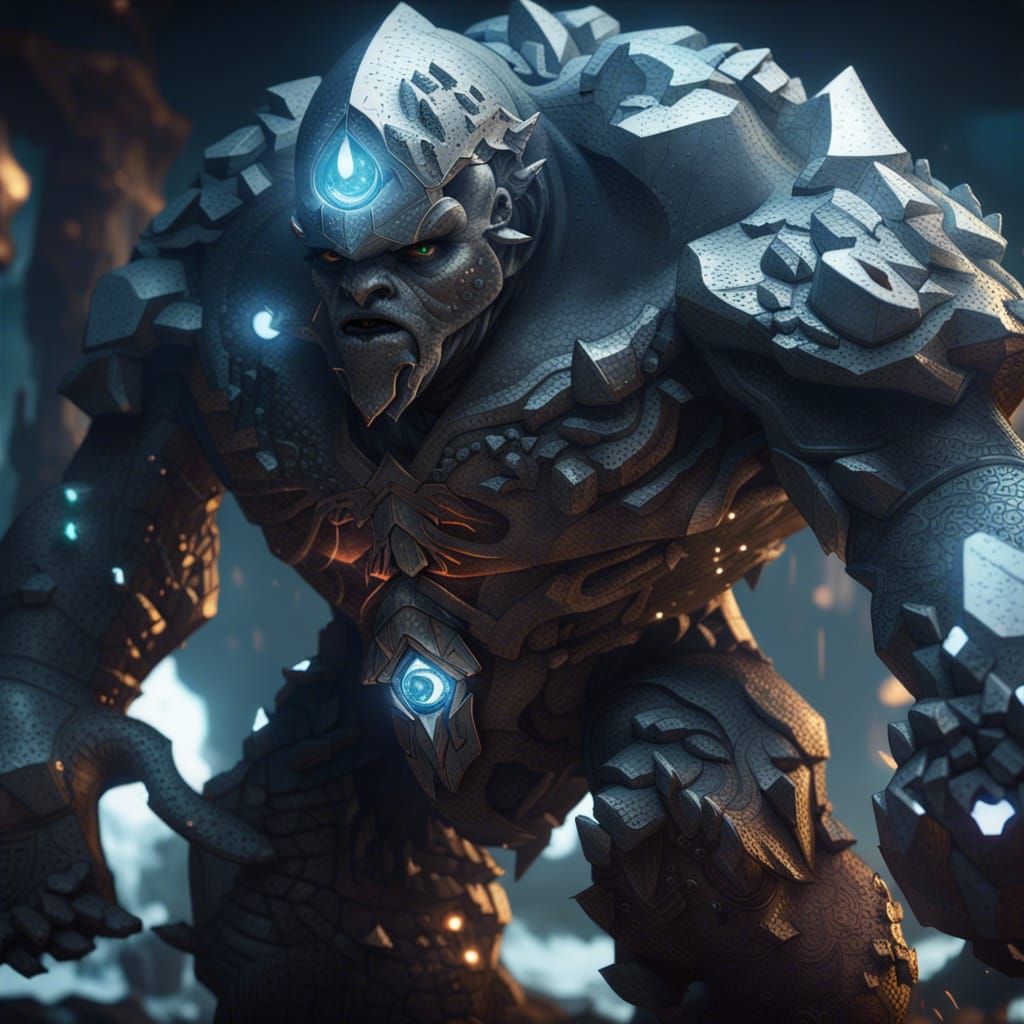 Diamond Rock Golem: Dark Fantasy Concept Art