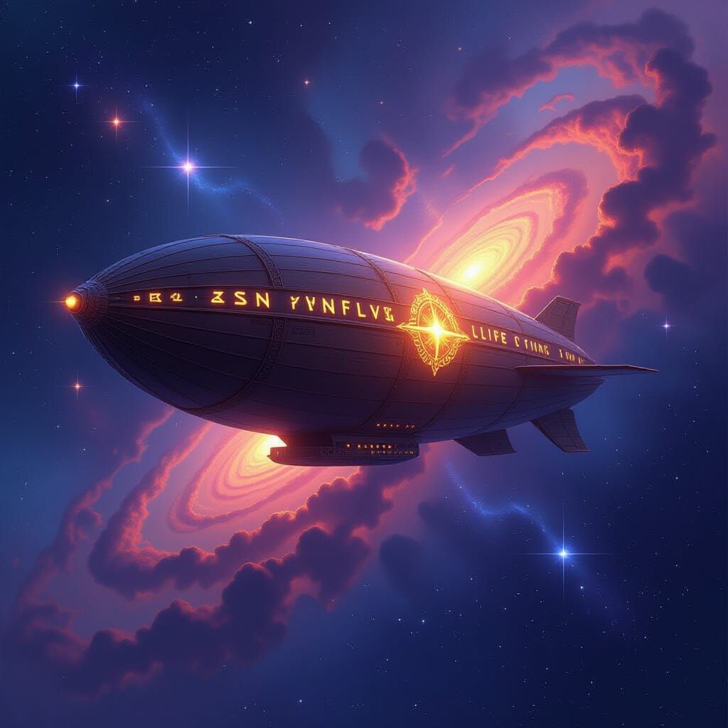 Ancient Airship Drifts Through Cosmic Dawn Nebula
