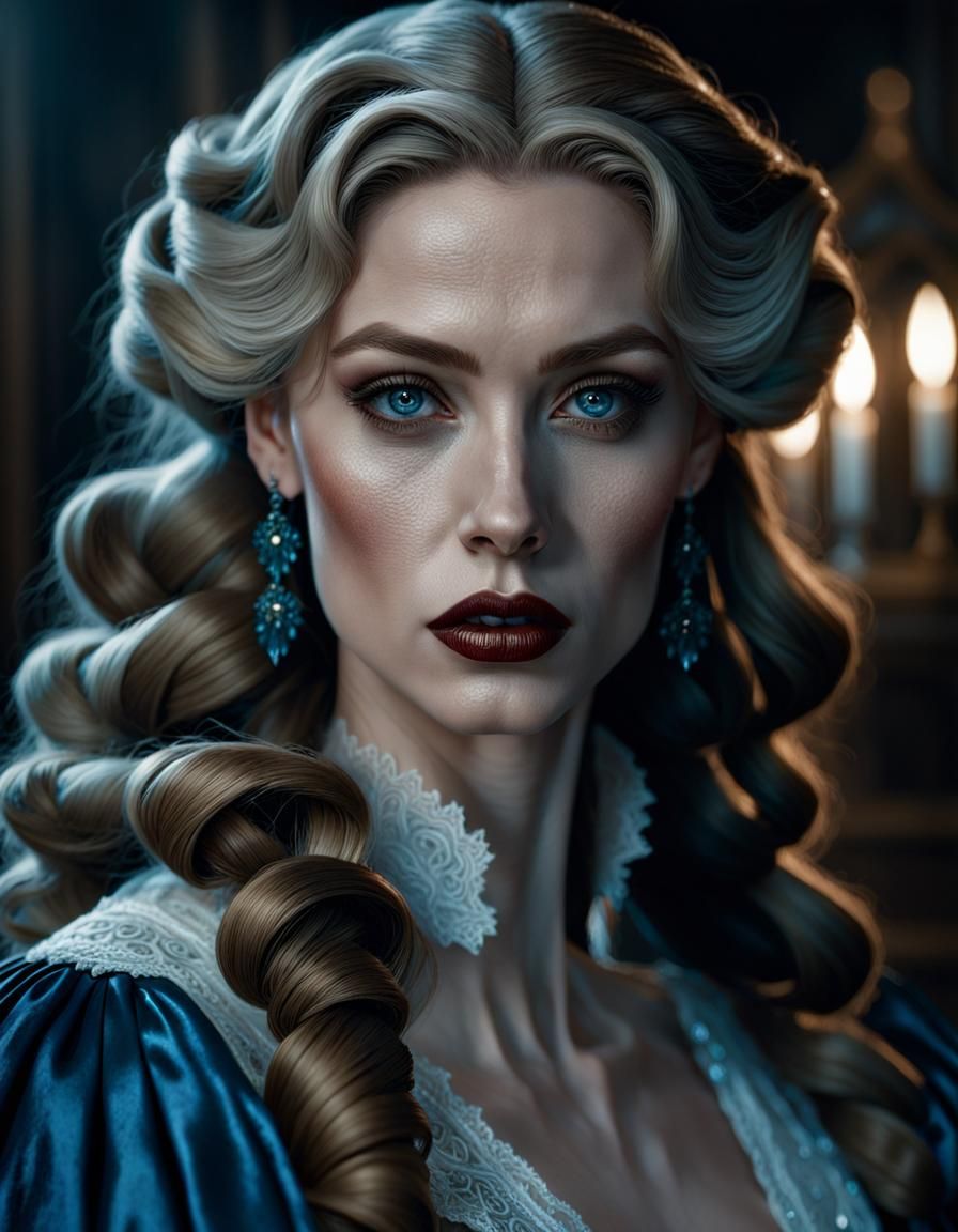Cinematic Portrait of a Woman with Blue Eyes